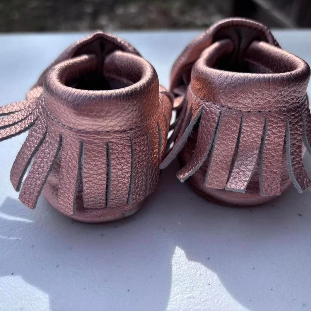 Moccasins toddler size 6 slip on‎ shoes fringe and glitter